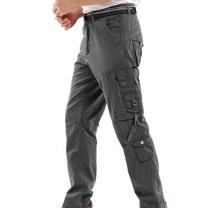 AKARMY Men's Casual Pants, Outdoor Streetwear Techwear Pants, Cargo Pants with Multi-Pocket K03 Gray