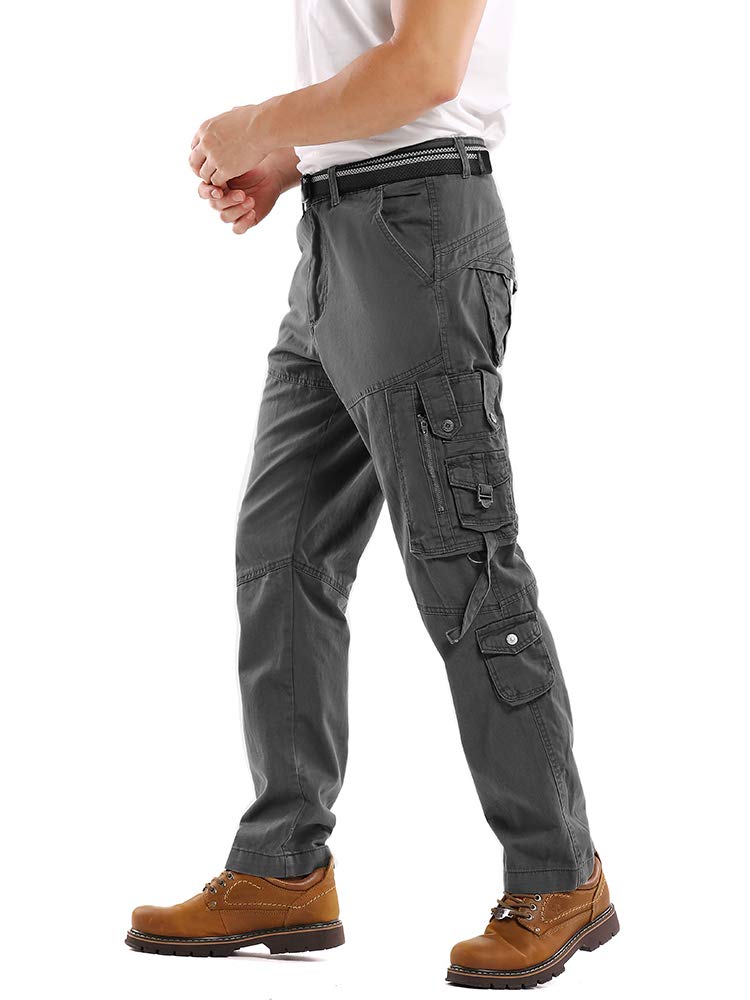 AKARMY Men's Casual Pants, Outdoor Streetwear Techwear Pants, Cargo Pants with Multi-Pocket K03 Gray