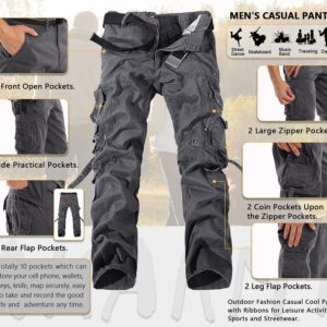 AKARMY Men's Casual Pants, Outdoor Streetwear Techwear Pants, Cargo Pants with Multi-Pocket K03 Gray