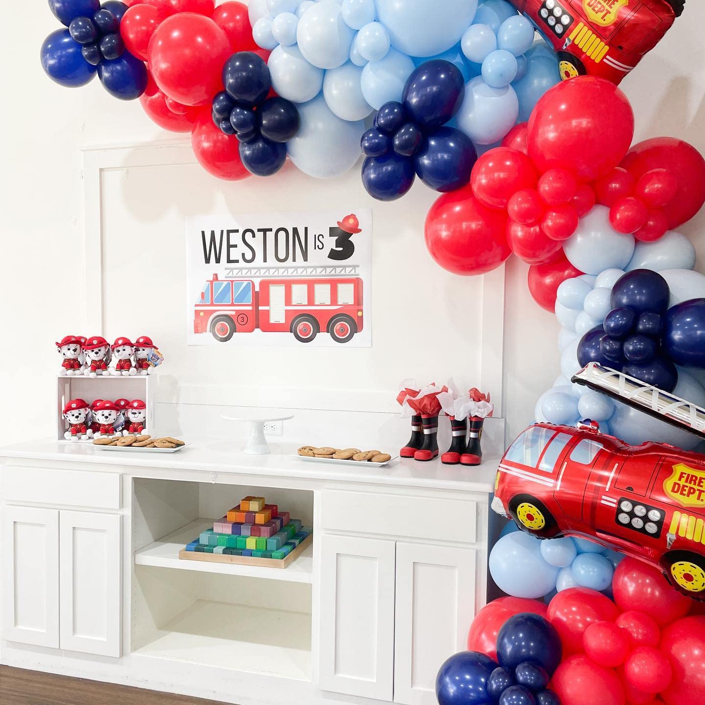 2 Pcs Jumbo Fire Truck Foil Mylar Balloon Helium Large Birthday Party Decorations Supplies Red