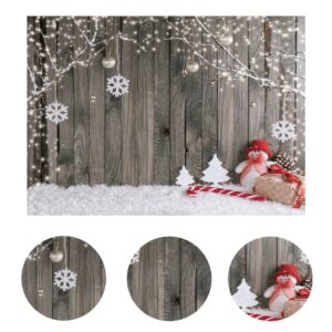 LYWYGG 8X8FT Christmas Backdrop Snow Floor Photo Backgrounds Wooden Wall Photography Backdrops for Child CP-70-0808