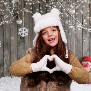 LYWYGG 8X8FT Christmas Backdrop Snow Floor Photo Backgrounds Wooden Wall Photography Backdrops for Child CP-70-0808