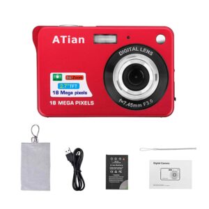 ATian 2.7" LCD HD Digital Camera Amazing Rechargeable Camera 8X Zoom Digital Camera Kids Student Camera Compact Mini Digital Camera Pocket Cameras for Kid/Seniors/Student (Red)