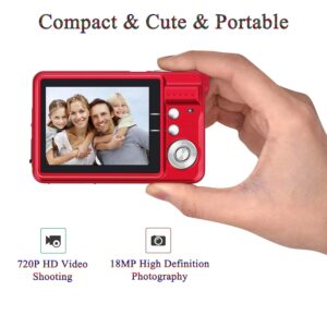 ATian 2.7" LCD HD Digital Camera Amazing Rechargeable Camera 8X Zoom Digital Camera Kids Student Camera Compact Mini Digital Camera Pocket Cameras for Kid/Seniors/Student (Red)