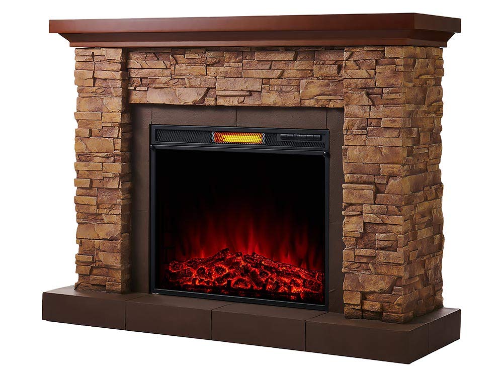 Comfort Smart Stackstone Electric Fireplace Mantel Package - Brown Stone, ASSM-021-2856