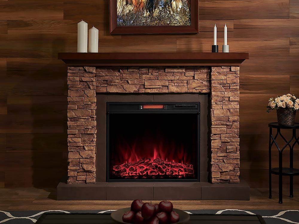 Comfort Smart Stackstone Electric Fireplace Mantel Package - Brown Stone, ASSM-021-2856