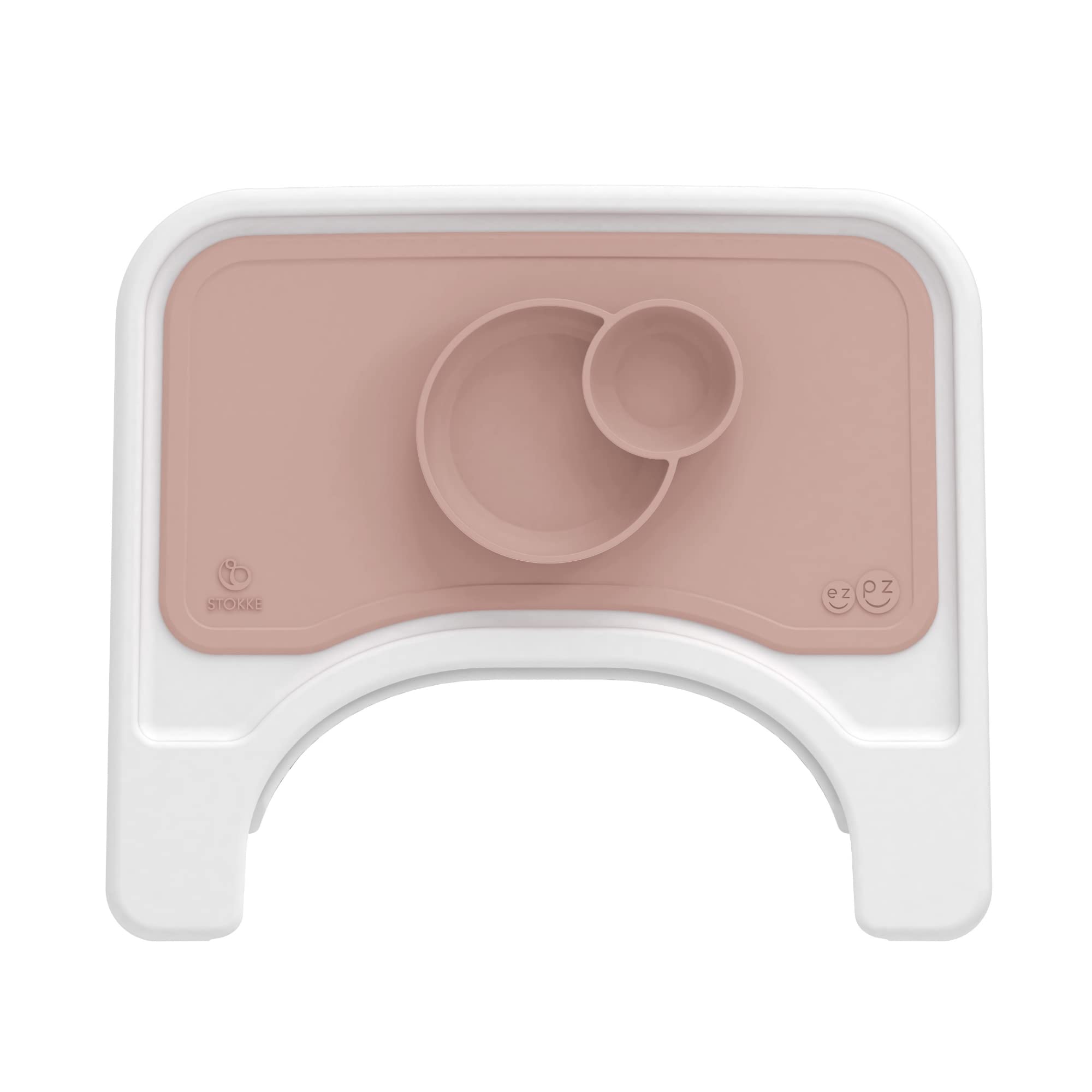 ezpz by Stokke Placemat for Steps Tray, Pink - Perfectly Fits Stokke Steps High Chair Tray - Helps Prevent Messy Mealtimes - Durable, Convenient, Dishwasher & Microwave Safe - 100% Silicone