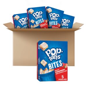 pop-tarts baked pastry bites, kids snacks, school lunch, frosted strawberry (5 boxes, 25 pouches)