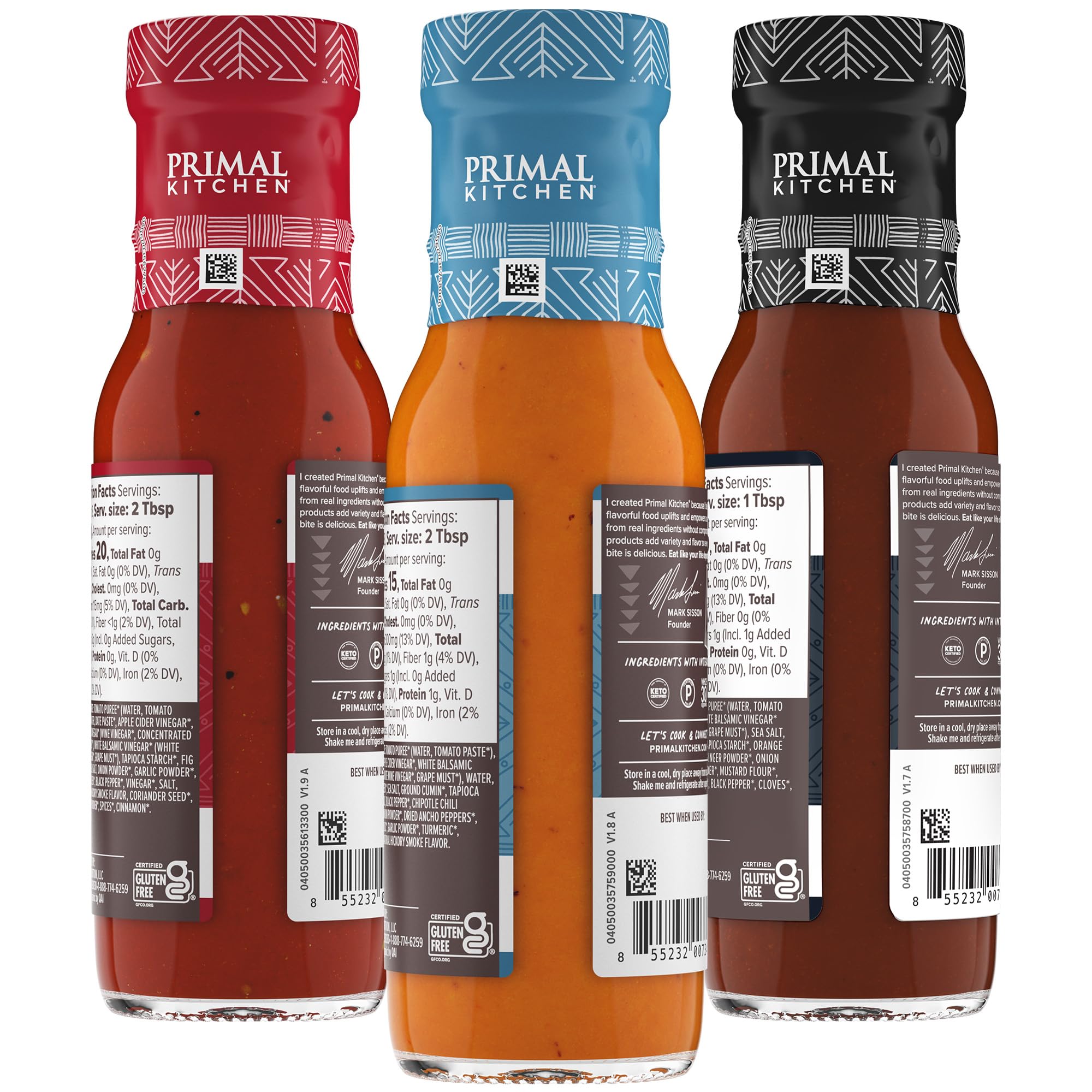Primal Kitchen Organic BBQ Sauce & Steak Sauce 3-Pack, Made with Real Ingredients, No Cane Sugar or Corn Syrup, Includes Classic BBQ, Golden BBQ, and Steak Sauce