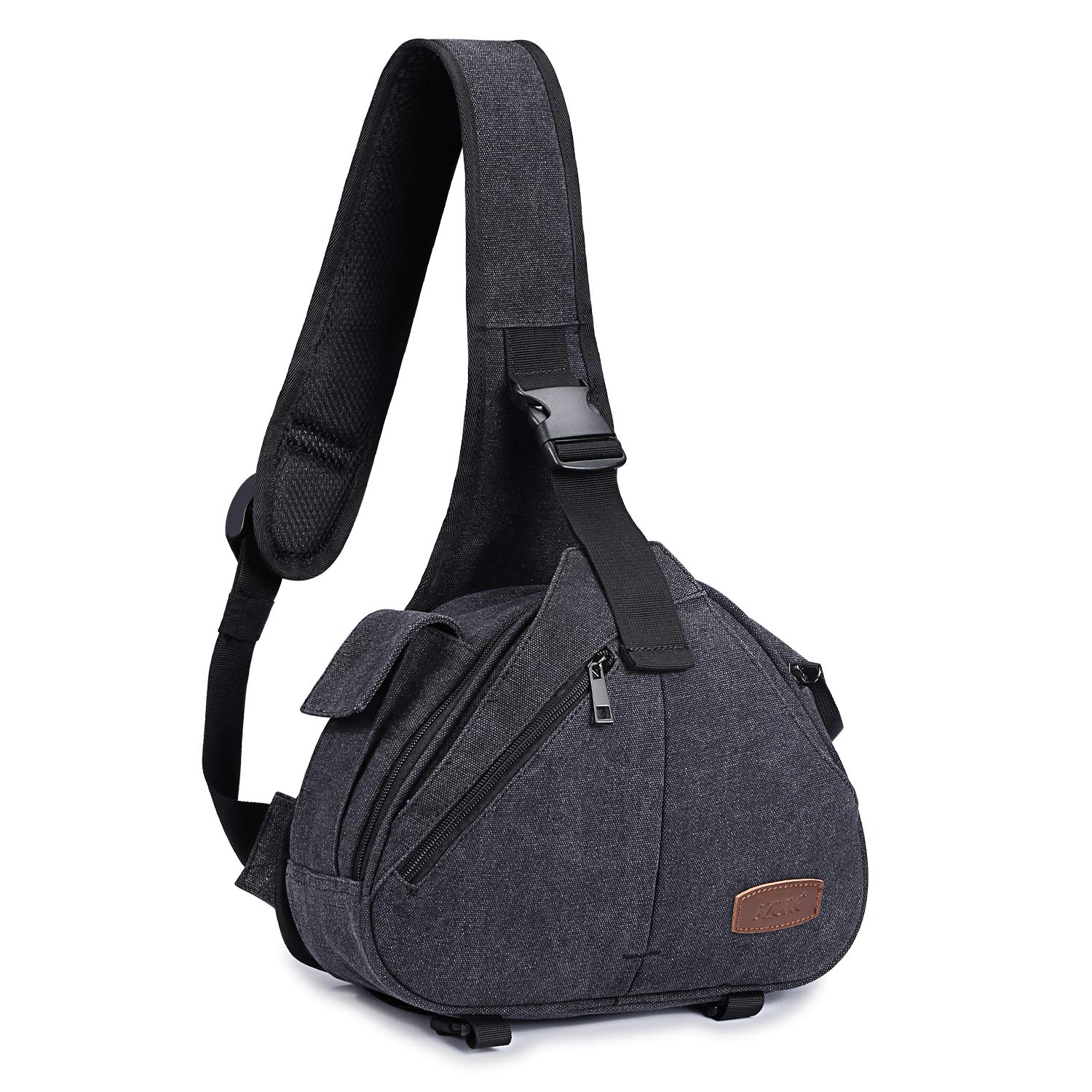 S-ZONE Canvas Camera Sling Bag DSLR Lens Anti-theft Backpack Shoulder Crossbody Case with Tripod Holder