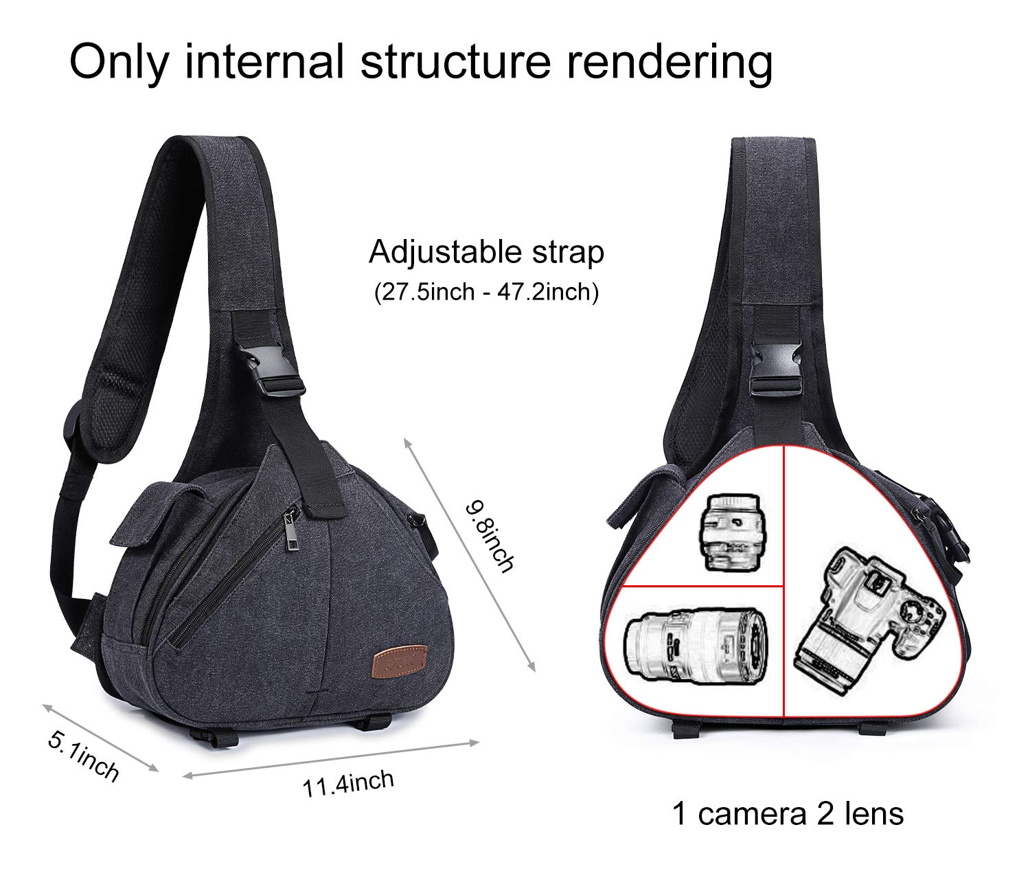 S-ZONE Canvas Camera Sling Bag DSLR Lens Anti-theft Backpack Shoulder Crossbody Case with Tripod Holder