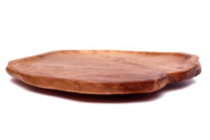 driini premium handmade root wood lazy susan turntable (16'') - large rustic wooden serving platter cheese board - oversized charcuterie tray, perfect for your dinner table or countertop