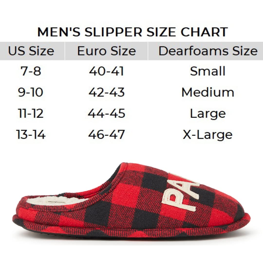 Dearfoams Men's Papa Bear Slipper, Buffalo Plaid, Medium