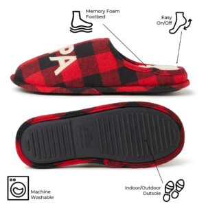 Dearfoams Men's Papa Bear Slipper, Buffalo Plaid, Medium