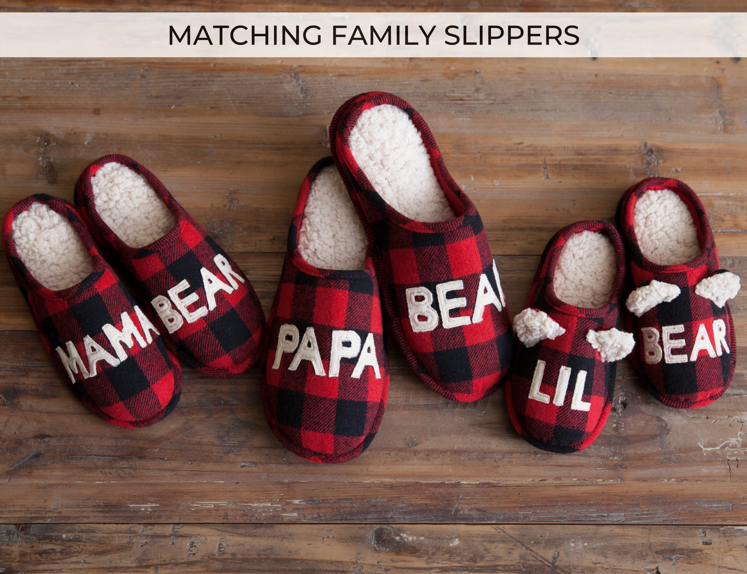 Dearfoams Men's Papa Bear Slipper, Buffalo Plaid, Medium