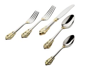 godinger flatware silverware set 18/10 20th century baroque - silver gold - 20 pc