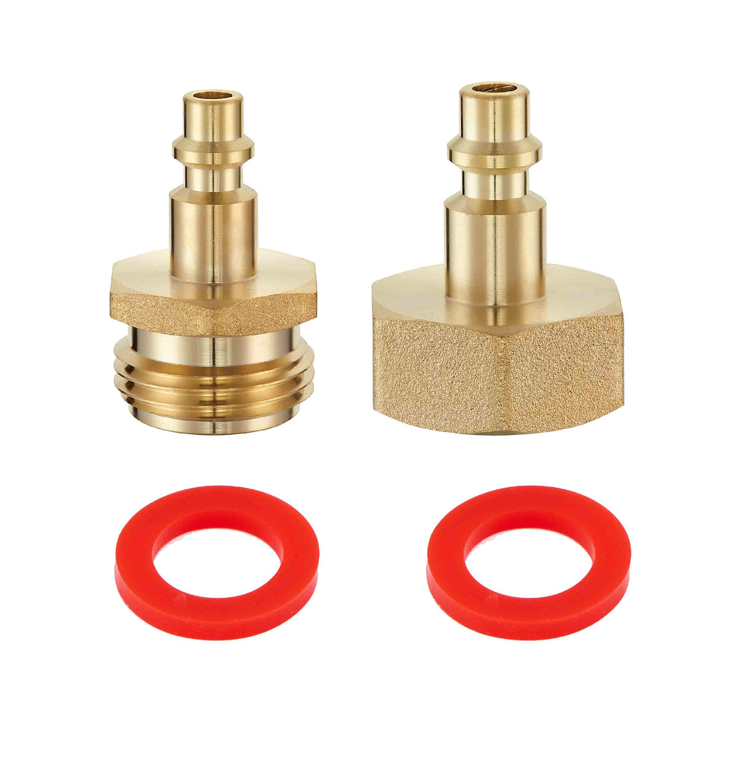 Litorange Lead-Free Brass Winterize Sprinkler Systems: Air Compressor Hose Water Faucet Blow Out Adapter Fitting For RV, Travel Trailer, Boat & Camper（a couple）