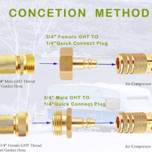 Litorange Lead-Free Brass Winterize Sprinkler Systems: Air Compressor Hose Water Faucet Blow Out Adapter Fitting For RV, Travel Trailer, Boat & Camper（a couple）