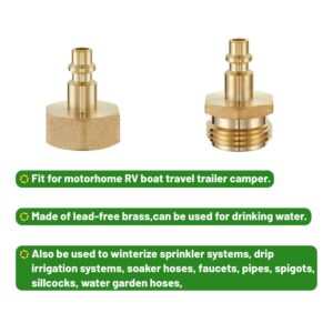 Litorange Lead-Free Brass Winterize Sprinkler Systems: Air Compressor Hose Water Faucet Blow Out Adapter Fitting For RV, Travel Trailer, Boat & Camper（a couple）