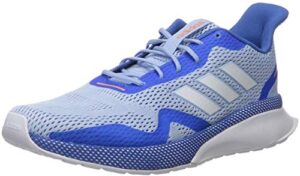 adidas women's nova x running shoe, blue/white/glow blue, 6 m us