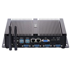 HUNSN Fanless Industrial PC, Mini Computer, Intel Core I5 3317U, Windows XP / 11 or Linux Ubuntu, IM02, VGA, HDMI, 2 x LAN, 4 x COM RS232, 4 x USB2.0, 4 x USB3.0, 8G RAM, 512G SSD, 1TB HDD