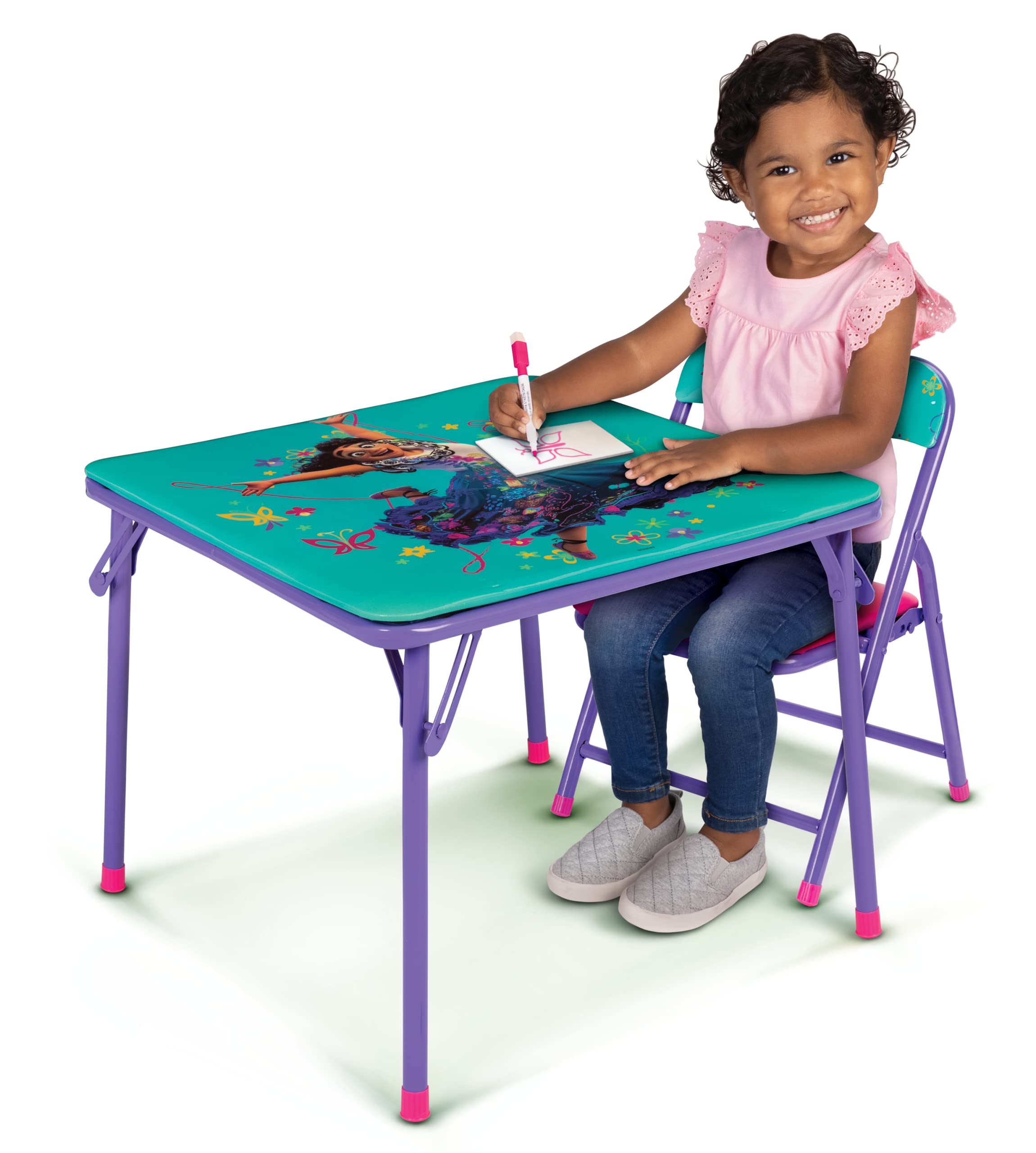 Disney Encanto Kids Table & One Chair Set, Junior Table for Toddlers 20" x 20" x 16.4"H