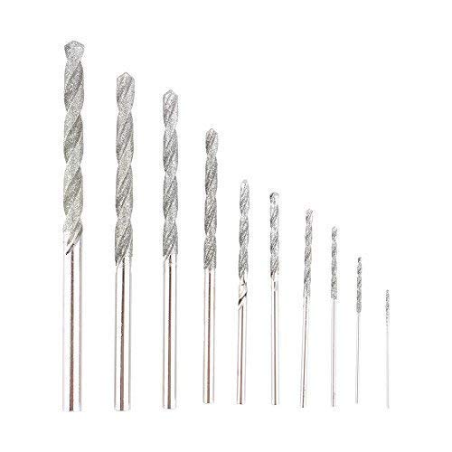 Acogedor 10Pcs Diamond Tipped Drill Bit Set Twist Drill Bits for Glass Tile Stone, 0.8mm / 1.0mm / 1.2mm / 1.5mm / 1.8mm / 2.0mm / 2.5mm / 3.0mm / 3.5mm / 4.0mm