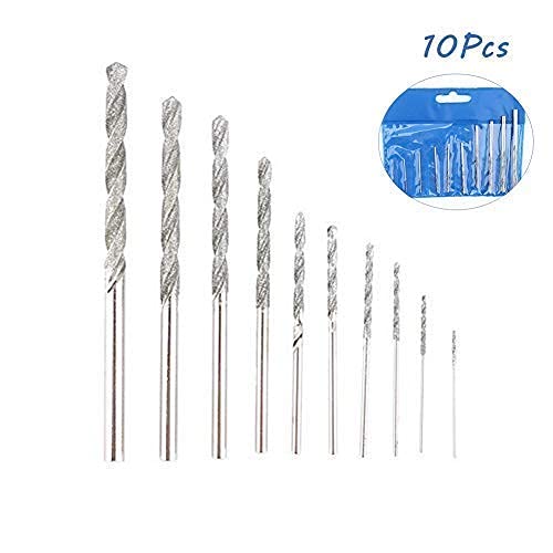 Acogedor 10Pcs Diamond Tipped Drill Bit Set Twist Drill Bits for Glass Tile Stone, 0.8mm / 1.0mm / 1.2mm / 1.5mm / 1.8mm / 2.0mm / 2.5mm / 3.0mm / 3.5mm / 4.0mm