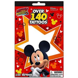 disney junior mickey mouse & the roadster racers over 140 temporary tattoos booklets - easy to apply & remove, smudge proof, cute assorted designs - party favors & handouts (1-pack)