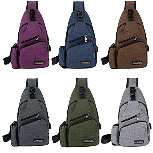 Peicees Sling Bag for Men Women Shoulder Bag Daypack with Bottle Holder