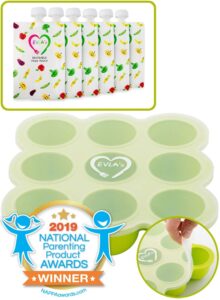 baby food freezer trays & reusable food pouches | baby food storage pouch perfect for serving homemade healthy smoothies & purees | easy clean & saves money | baby food containers