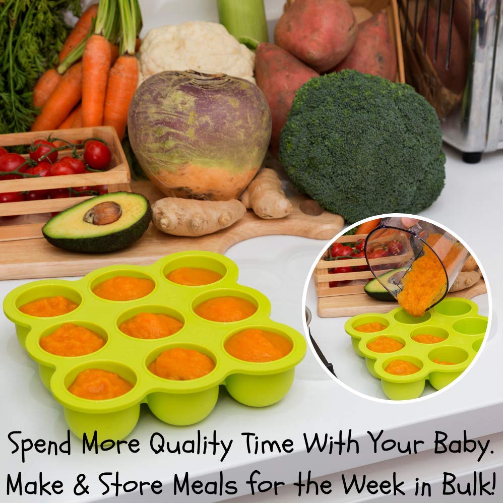 Baby Food Freezer Trays & Reusable Food Pouches | Baby Food Storage Pouch Perfect for Serving Homemade Healthy Smoothies & Purees | Easy Clean & Saves Money | Baby Food Containers