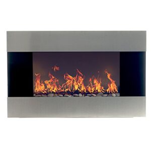 Northwest Electric Fireplace with Wall Mount and Remote, 36 Inch, 36", Black Stainless Steel