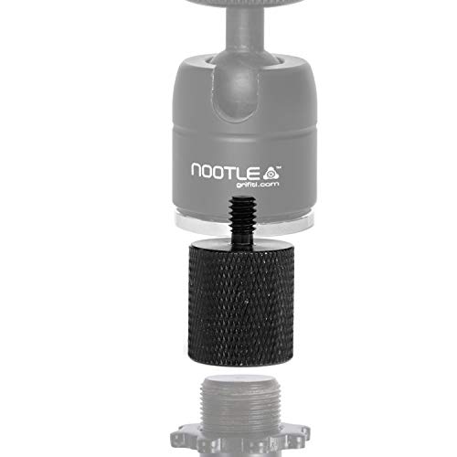 GRIFITI NOOTLE MUSIC MIC STAND ADAPTOR 5/8” 27 FEMALE TO 1/4” 20 MALE AND MINI BALL HEAD FOR CAMERAS, PHONE AND TABLET MOUNTS