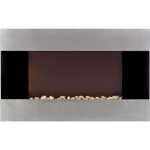 36-Inch Wall Mounted Electric Fireplace - Modern Stainless-Steel Fireplace with Floor Stand, Remote, and Adjustable Heat and Brightness by Northwest