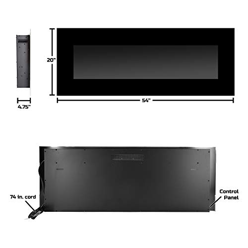 Northwest Electric Fireplace Wall Mounted, Color Changing LED Flame and Remote, 50 Inch, (Black), 50", Midnight