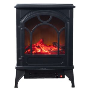 Classic Electric Fireplace - Freestanding Indoor Wood Stove Heater for Living Rooms, Bedrooms, and Areas Up to 400-Square-Feet by Northwest (Black)