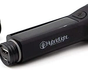 HYBRIDLIGHT Journey 300 Solar LED Waterproof Flashlight with USB Phone Charger, Black