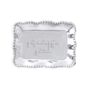 beatriz ball giftables organic pearl rect engraved tray- girlfriends, giggles, gratitude