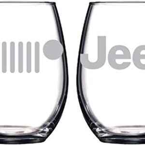 Detroit Shirt Company Jeep Stemless Wine Glasses 2-Pack - Licensed and Authentic