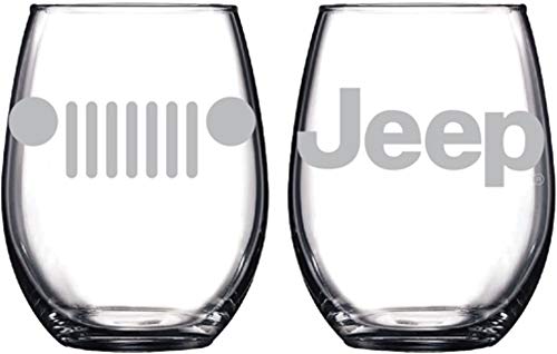 Detroit Shirt Company Jeep Stemless Wine Glasses 2-Pack - Licensed and Authentic