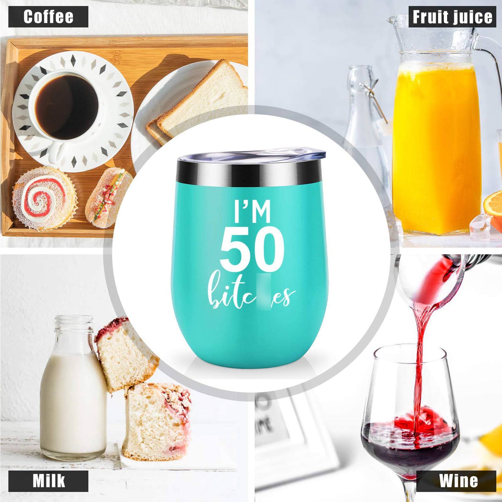 Coolife Wine Tumbler - Fiftieth Birthday Gifts for Women, Funny 50th Birthday Gifts for Women - Turning 50th Year Old Birthday Gifts Ideas for Women - Fifty Birthday Gifts, 50s Birthday Gift for Women