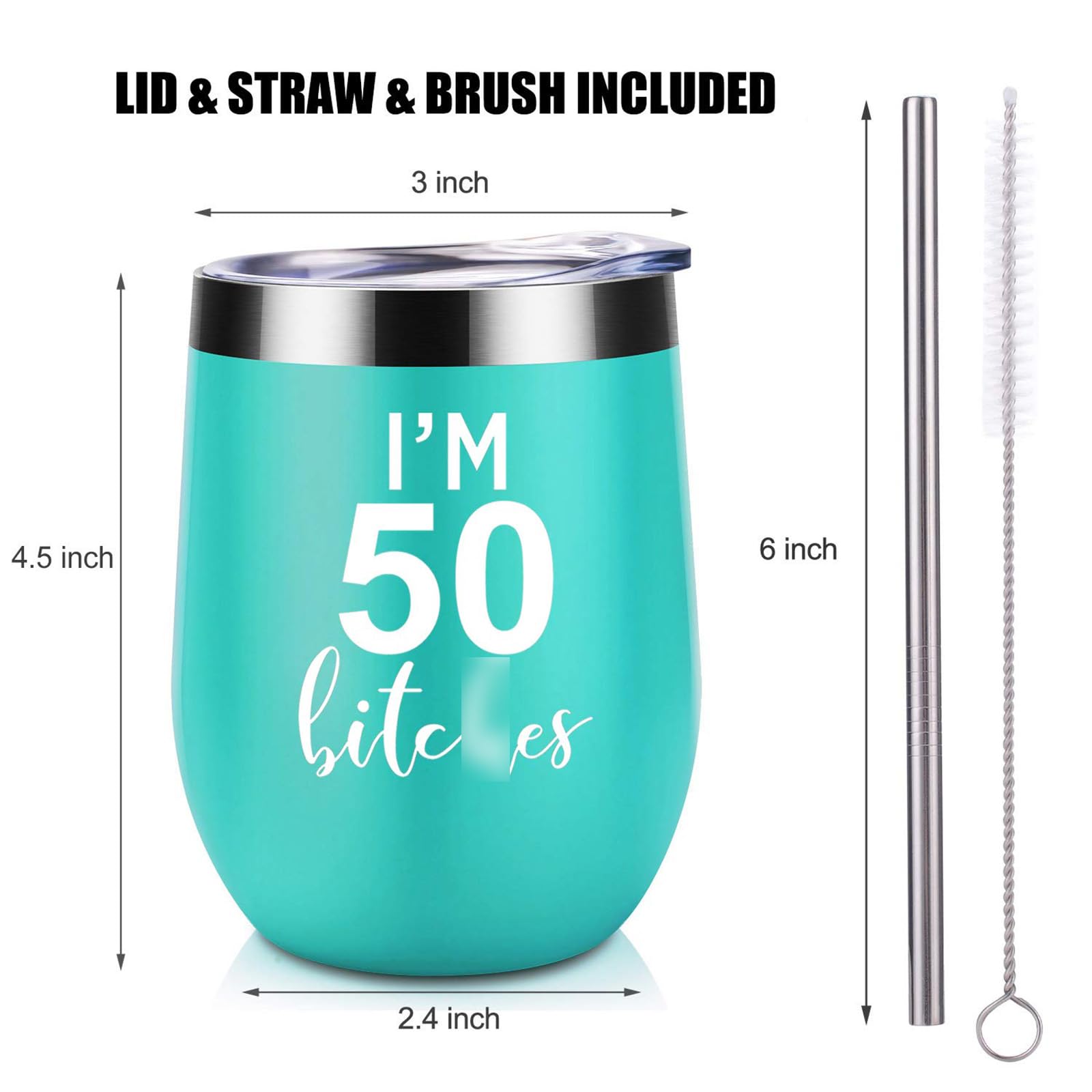 Coolife Wine Tumbler - Fiftieth Birthday Gifts for Women, Funny 50th Birthday Gifts for Women - Turning 50th Year Old Birthday Gifts Ideas for Women - Fifty Birthday Gifts, 50s Birthday Gift for Women