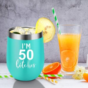 Coolife Wine Tumbler - Fiftieth Birthday Gifts for Women, Funny 50th Birthday Gifts for Women - Turning 50th Year Old Birthday Gifts Ideas for Women - Fifty Birthday Gifts, 50s Birthday Gift for Women