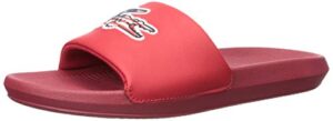 lacoste men's croco slide legacy sandal, red/navy/white, 10
