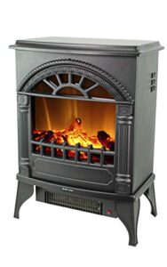 sun-ray 111001 3d flame effect freestanding electric fireplace stove heater 750w/1500w, black - 16"