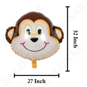 BALONAR 5pcs 32 Inch Tiger Lion Zebra Monkey Graffe Foil Balloons Animal Balloons for Child Birthday Party Supplies Cute Baby Shower Decorations