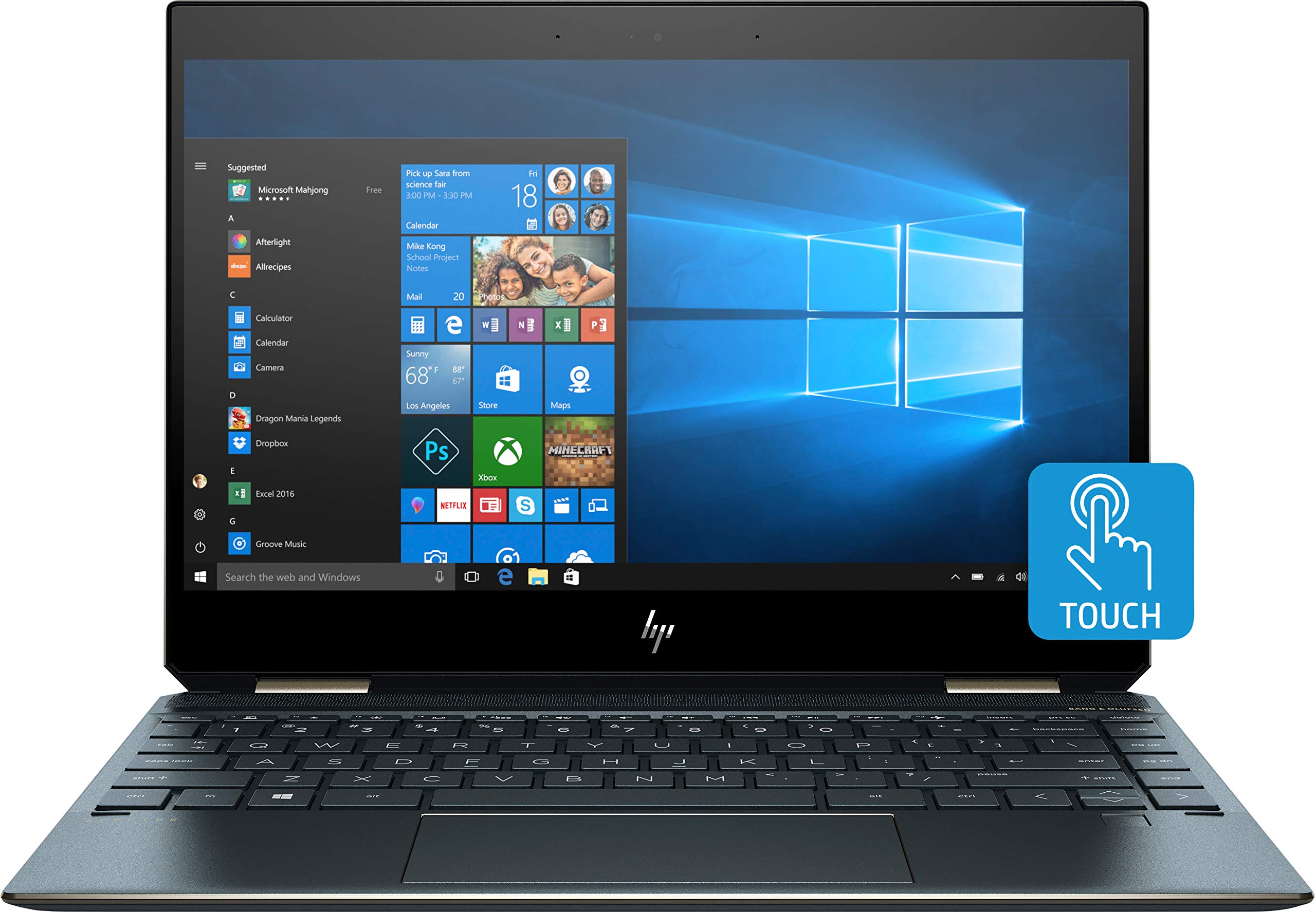 HP Spectre x360 13 2-in-1 Laptop: Core i7-8565U, 16GB RAM, 512GB SSD, 13.3" 4K UHD Touchscreen Display, Backlit Keyboard, Fingerprint Reader