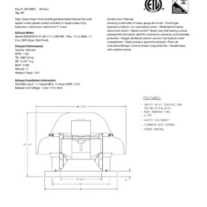 CAPTIVE-AIRE Direct Drive Centrifugal Downblast Roof Mounted Exhaust Fan with Speed Control- 19" Fan Base, 0.060 HP 115 Volt Single Phase Motor (DR-10HFA)