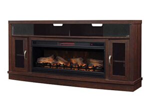 classicflame deerfield freestanding cabinet & 42" linear firebox - antique brown cherry, 42mms90151-pc84 & 42ii042fgt